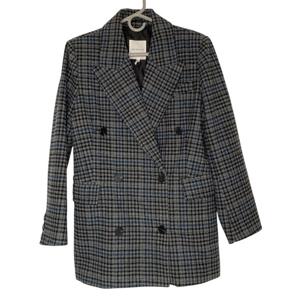 Avec Les Filles Wool Double Breasted Plaid Jacket Size Medium - Picture 1 of 16